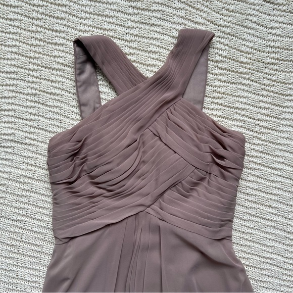 AZAZIE Flowy Pleated Chiffon Long Dress | Taupe | Size: A6 | Women - Picture 5 of 10